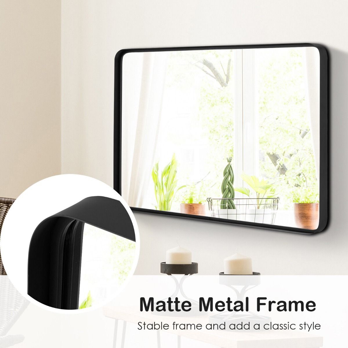 Modern Rectangular Hanging Vanity Wall Mirror for Vertical Horizontal Use